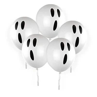 Image of AKH® 12&quot; Ghost Streamer Balloons Pack of 10 Latex Skeleton Balloon Halloween Pumpkin Skull Party Decoration Supplies Scary Fun Style