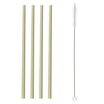 Image of Typhoon Pure Set of 4 Bamboo Straight Straws Includes Straw Cleaning Brush Reusable and Durable for Travel Home Use Suitable All Ages 200 mm x 10