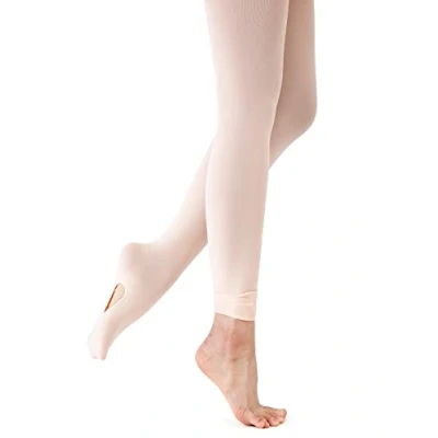 Image of Ballet Tights Girls Womens 90D Convertible Soft Dance Footed with Holes (Pink, S)