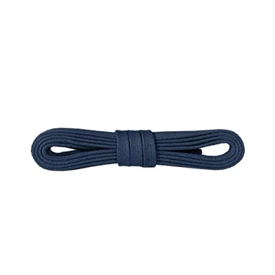 Image of Kaps Fancy Waxed Flat Shoe Boot Laces, 100% Finest Cotton, Colorful Fashion, 5 mm 0.19 inch Width, Many Colours And Lengths, Made in Europe (90 cm 36 6 eyelet pairs / 57 Navy blue)