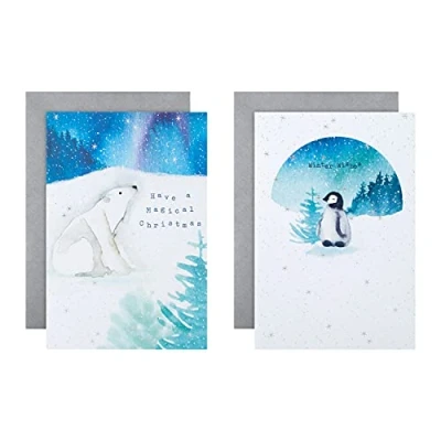 Image of Hallmark Christmas Charity Cards Pack of 12 in 2 Cute Polar Themed Designs