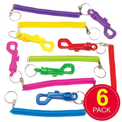 Image of Baker Ross AW526 Extendable Belt Clip Keyrings (Pack of 6), Assorted