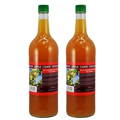 Image of Apple Cider Vinegar Tonic with &#039;Mother&#039; 1000ml Natural Raw Unfiltered Glass Bottle 2 Pack