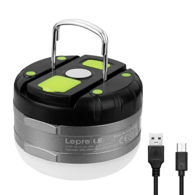 Image of LE Rechargeable Camping Light, Tent Lights for Hanging, Dimmable 5 Modes Tents, Magnetic Lantern with Power Bank, Small Accessories, USB C Cable