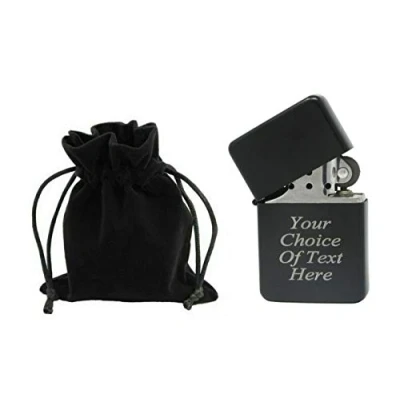 Image of JK Engraved Personalised Star Lighter Ideal Wedding Present + Gift Pouch (Black)
