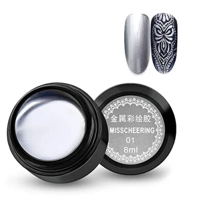 Image of 8ml / Bottle Nail Painted Gel Metallic Art UV Varnish Lacquer Metal Glue Phototherapy Gold Silver Mirror Hook Line Glue(01)