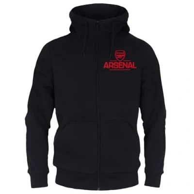 Image of Arsenal FC Official Football Gift Mens Fleece Zip Hoody Black XL