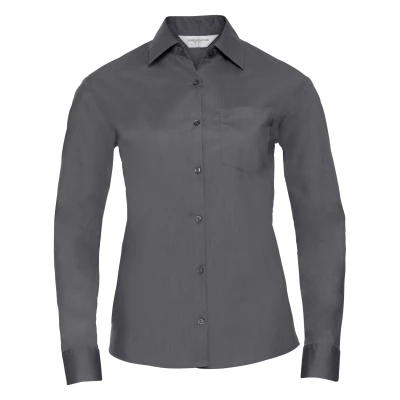 Image of Russell Athletic Collection Ladies/Womens Long Sleeve Shirt (Convoy Grey) Multicolour Size 4XL