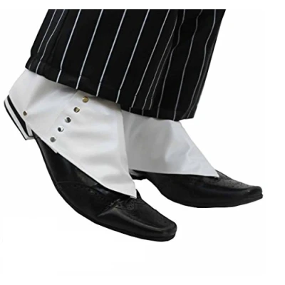 Image of Spats, White with Buttons, Halloween Mens Gangster shoe covers, fancy dress