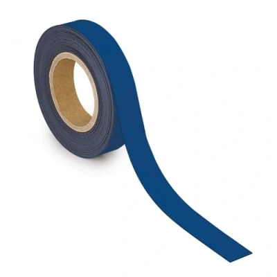 Image of MAUL Labelling Tape 30 mm x 1 mm, Writeable with Magnetic Backing, Versatile in Office, Workshop, Warehouse and Kitchen, Can Be Cut to Size, 10 m Length, Blue