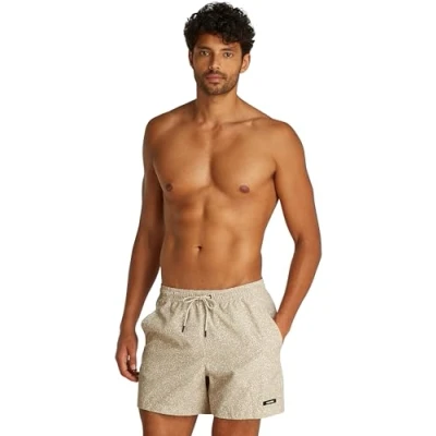 Image of Calvin Klein Swimwear Print Swimming shorts Granite chalk, Men&#039;s, Size: Medium, chalk
