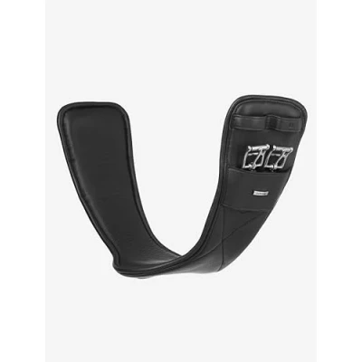 Image of LeMieux Arika Contoured Dressage Girth Soft Supple Leather Shaped Around Elbows D Ring for Attachments Black 45cm/18&quot;
