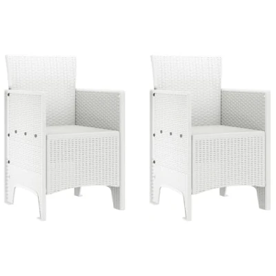 Image of vidaXL garden chair set outdoor lounge artificial rattan seating for garden/terrace weatherproof synthetic poly stackable durable balcony chairs white