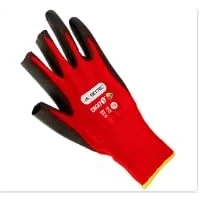Image of Skytec DIGIT 1 Pair Red Nylon Safety Work Gloves with Polyurethane (PU) Coating that Provides Abrasion and Tear Resistance Small