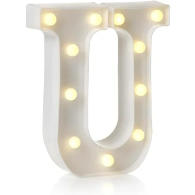 Image of anso LED Alphabet Letter &amp; Number Light Sign Decorations Lamp for Home Birthday Party Event Night Lights 22cm (U)