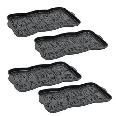 Image of Crystals Shoes Tray, Boot Plastic Multipurpose Non Slip Design Foot Bath Shoe Drip Tray for Rain Boots, Waterproof Trays Indoor &amp; Outdoor/Garden (4)