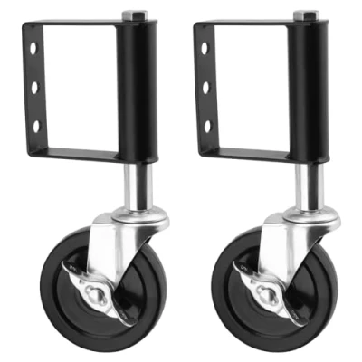 Image of MUKCHAP 2 Pack 4 Inch Spring Loaded Gate Caster, 100kg/ 220lbs Load Capacity Rubber Caster Wheel, Garden Support Wheels for Wooden Gates