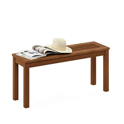 Image of Furinno Hardwood Promo Backless Bench in Teak Oil, Wood, Natural, 99.82 (W) x 46.99 (H) 30.23 (D) cm