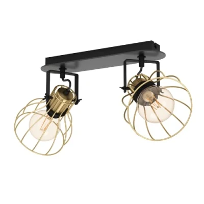 Image of EGLO Sambatello ceiling lamp 2 bulb black/gold