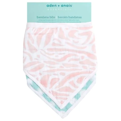 Image of aden + anais essentials Bandana Baby Bib, 100% Cotton Muslin, 3 Layer Burp Cloth, Super Soft &amp; Absorbent for Infants, Newborns and Toddlers, Adjustable with Snaps, 2 Pack, tropicalia