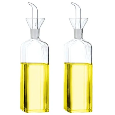 Image of Lanhope Oil Bottle Glass Olive Dispenser Cooking Vinegar Measuring With Spout for Kitchen and BBQ (500ml/17.6oz, 2 Pack)