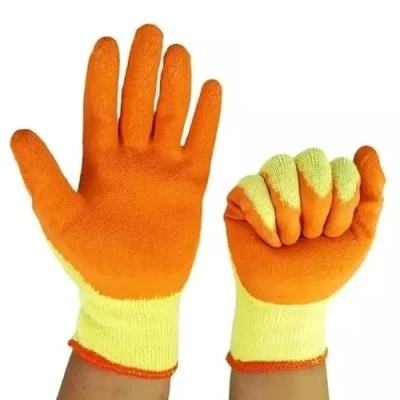Image of A406 24 Pair Latex Coated Orange Rubber Work Gloves Mens Safety Builders Gardening Scaffolding (XX Large/11)