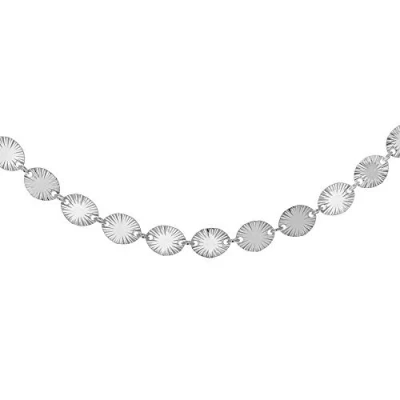 Image of Tuscany Silver Women&#039;s Sterling Patterned Oval Disc Necklace of Length 41.0cm
