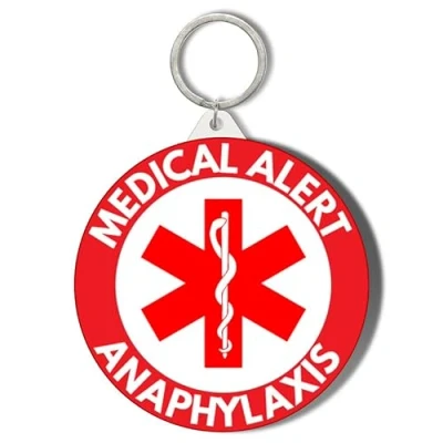 Image of Gift Insanity MEDICAL ALERT RED BACKGROUND ANAPHYLAXIS 58mm Keyring