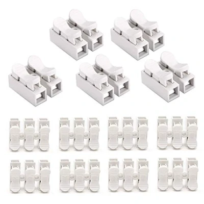 Image of YIXISI 100 PCS Spring Connector, CH2 Quick No Welding Cable Clamp Terminal Block, Screw Barrier Block for LED Strip Light Wire Connecting (CH2*80, CH3*20)