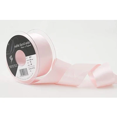 Image of Berisfords Double FACE Poly Satin Ribbon, Pale Pink, 10.5x10.5x4.6 cm