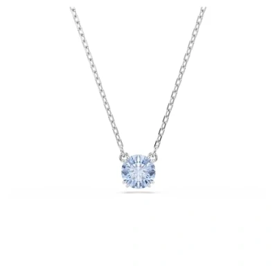 Image of Swarovski Stilla pendant, Round cut, Blue, Rhodium plated