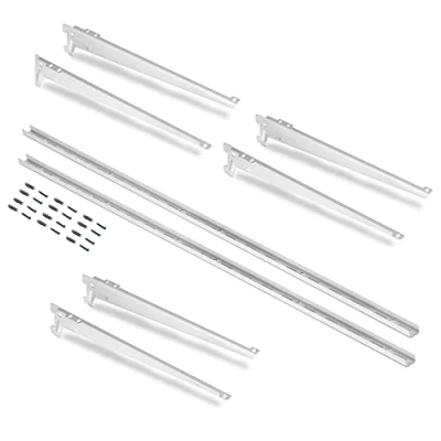 Image of Emuca Wall fastening rails and Jagmet shelf supports, 15 inch (380mm), White painted, Steel