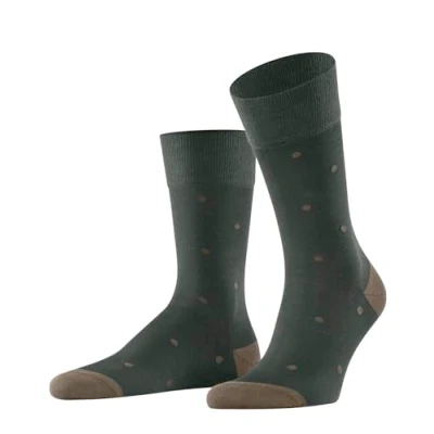 Image of FALKE Men&#039;s Dot M So Cotton Patterned 1 Pair Socks, Green Forest 7474, 8.5 11