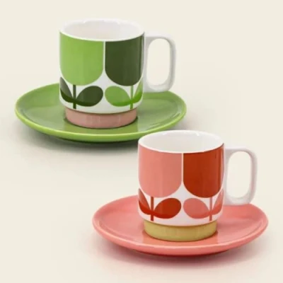 Image of Orla Kiely Atomic Flower Espresso Cup and Saucer Set of 2 100ml
