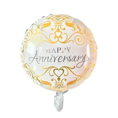 Image of Anniversary Gold Round Foil Balloon, 45cm (2 pack)