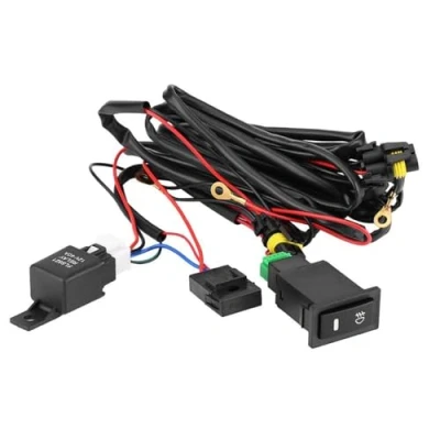 Image of KSTE LED Fog Light Wiring Kit, 12V Universal Car On/Off Switch Harness Fuse Relay Kit