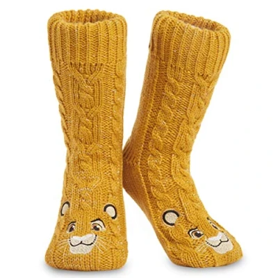 Image of Disney Stitch Fluffy Socks for Women and Teenagers Soft Warm Slipper Non Slip One Size Lounge Wear Gifts (Mustard Lion King)