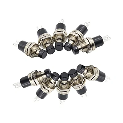 Image of 10Pcs 1A 250V AC 2 Pins SPST Black Normal Open Mini Momentary Push Button Switch