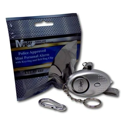 Image of Minder® 140db Police Approved Mini Minder Loud Personal Staff Panic Rape Attack Safety Security Alarm Keyring with Torch Secured by Design (Police Preferred Specification) (Silver)