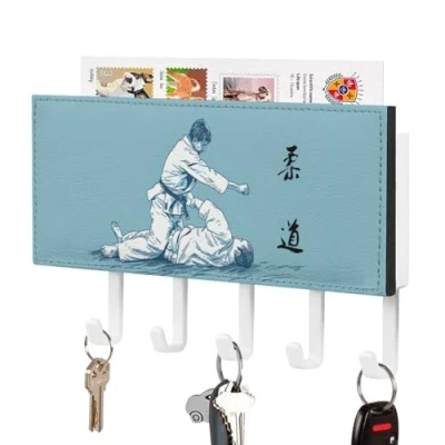 Image of Japanese Judo Key Holder for Wall Hooks Mount Hanger Rack Organizer Storage with 5