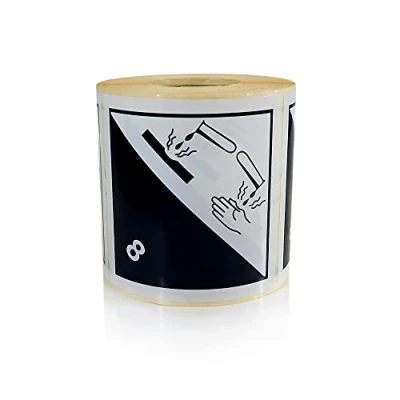 Image of MD Labels 500 Dangerous Goods Class 8 Corrosive Substances 100 x mm Shipping for Adhesive
