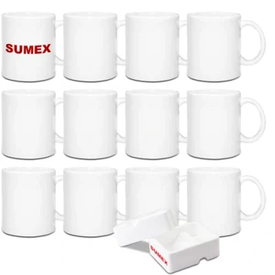 Image of Sumex 11oz Set of 12 Sublimation Blanks White Mugs,Sublimation Ceramic Mugs for Cofffee,Tea,Milk, Latte, Hot Cocoa