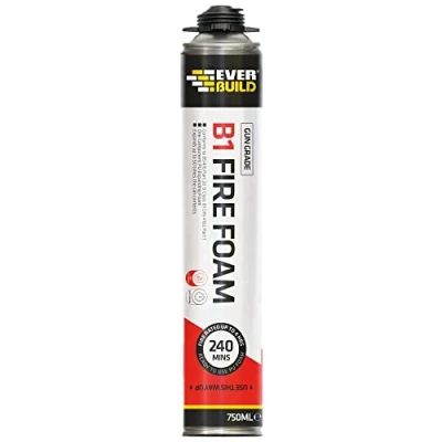 Image of Everbuild B1 Expanding Fire Foam Gun Grade Resistant Properties Polyurethane Formula Quick Setting Aerosol Pink 750ml