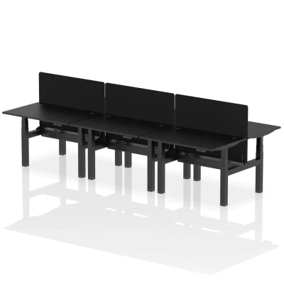 Image of Air B2B 1200x800mm Adjustable 6P Bench Desk CP Black/Black + Screen
