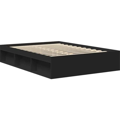 Image of vidaXL Bed Frame, Base for Double Bed, Mattress Foundation Home Bedroom Guest Room, Bedstead, Modern Style, Black 150x200 cm King Size