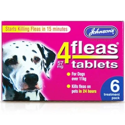 Image of ToWorld(TM) JOHNSONS 4 FLEAS TABLETS for LARGE DOG / 11KG+ 6 TREATMENT PACK FLEA KILLER