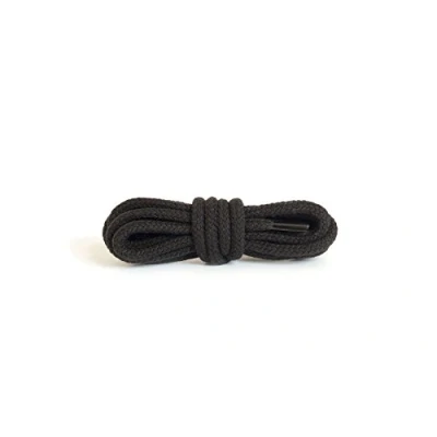 Image of Kaps Round Thick Laces, 5 6mm diameter, durable 100% cotton shoe laces for casual footwear, made in Europe, 1 pair, many colours and lengths (120 cm 47 inch 6 to 8 eyelet pairs / 91 black)