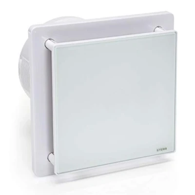 Image of STERR White Bathroom Fan 6 inches / 150 mm Extractor Glass Front Modern Look BFS150 25 W