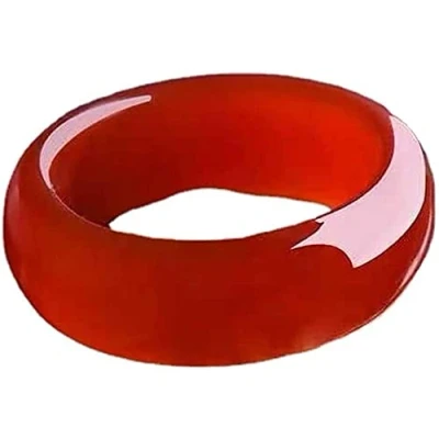 Image of BXSMNH Natural Agate Red Jade Rings Jewelry Band Ring Stones Jewellery For Women Box (Color : Red, Size 19mm)