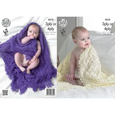 Image of King Cole Baby Shawls Comfort Knitting Pattern 4210 3 Ply, 4 Ply